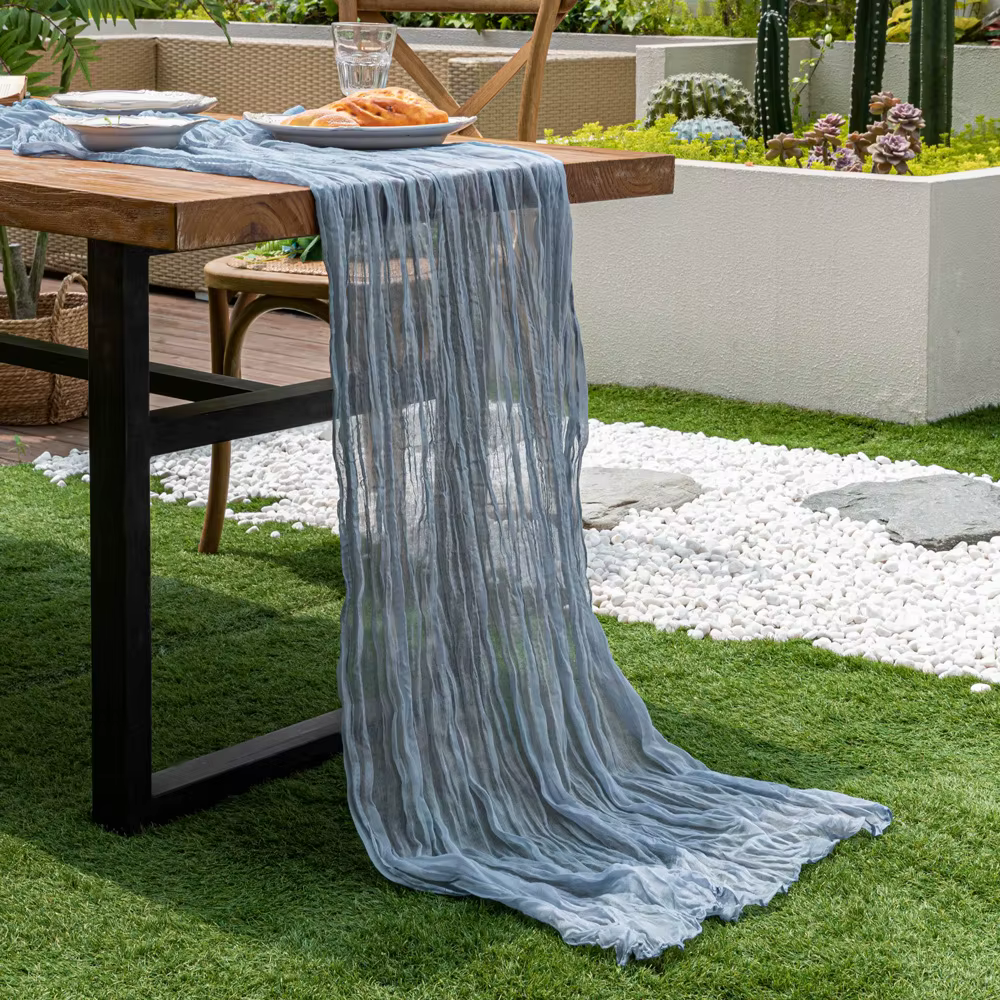Chemin de Table Vintage Semi-transparent en Gaze de Gaze, Décor d'Arche pour Mariage, Salle à Manger