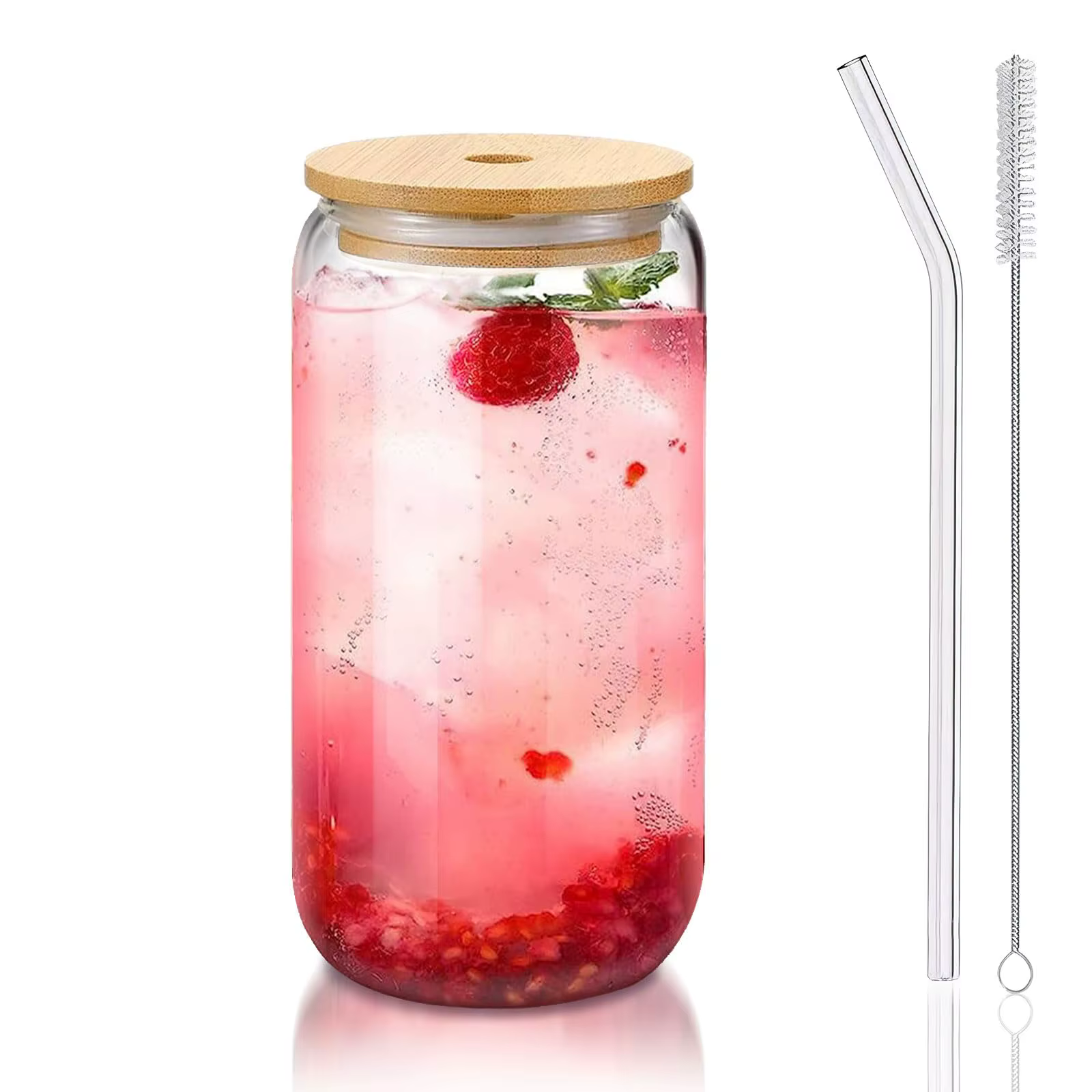 1/2 PIÈCES Verre à boisson en verre transparent 470ML avec couvercle et paille, pour Bubble Tea, biè