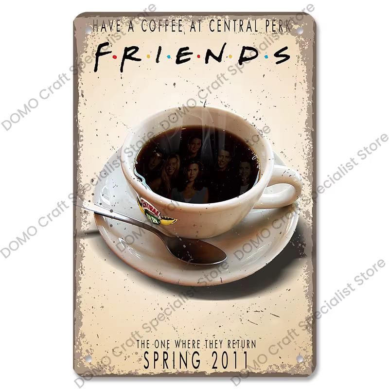 Plaque de café Vintage Friends, signes en étain en métal, affiche centrale en métal, décor artistiqu