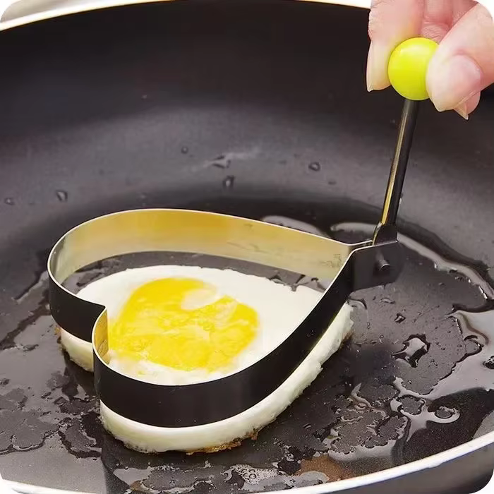Moule à œufs frits en acier inoxydable, pansement en forme de cœur, petit-déjeuner, anneaux d'omelet
