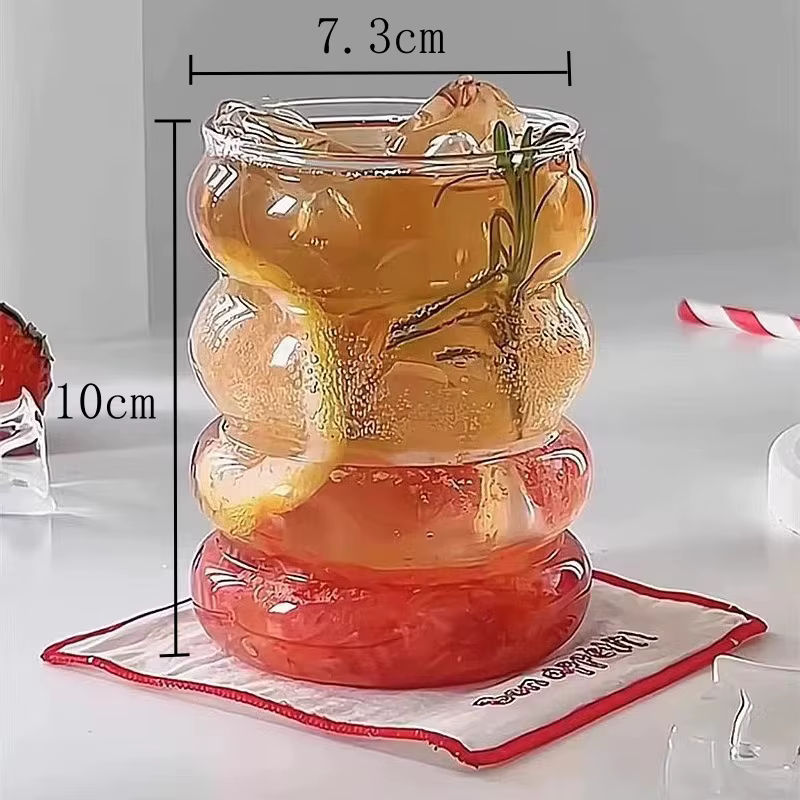 Tasse en verre ondulé domestique, tasse à café, lait, verres transparents, tasse à jus de glace, tas