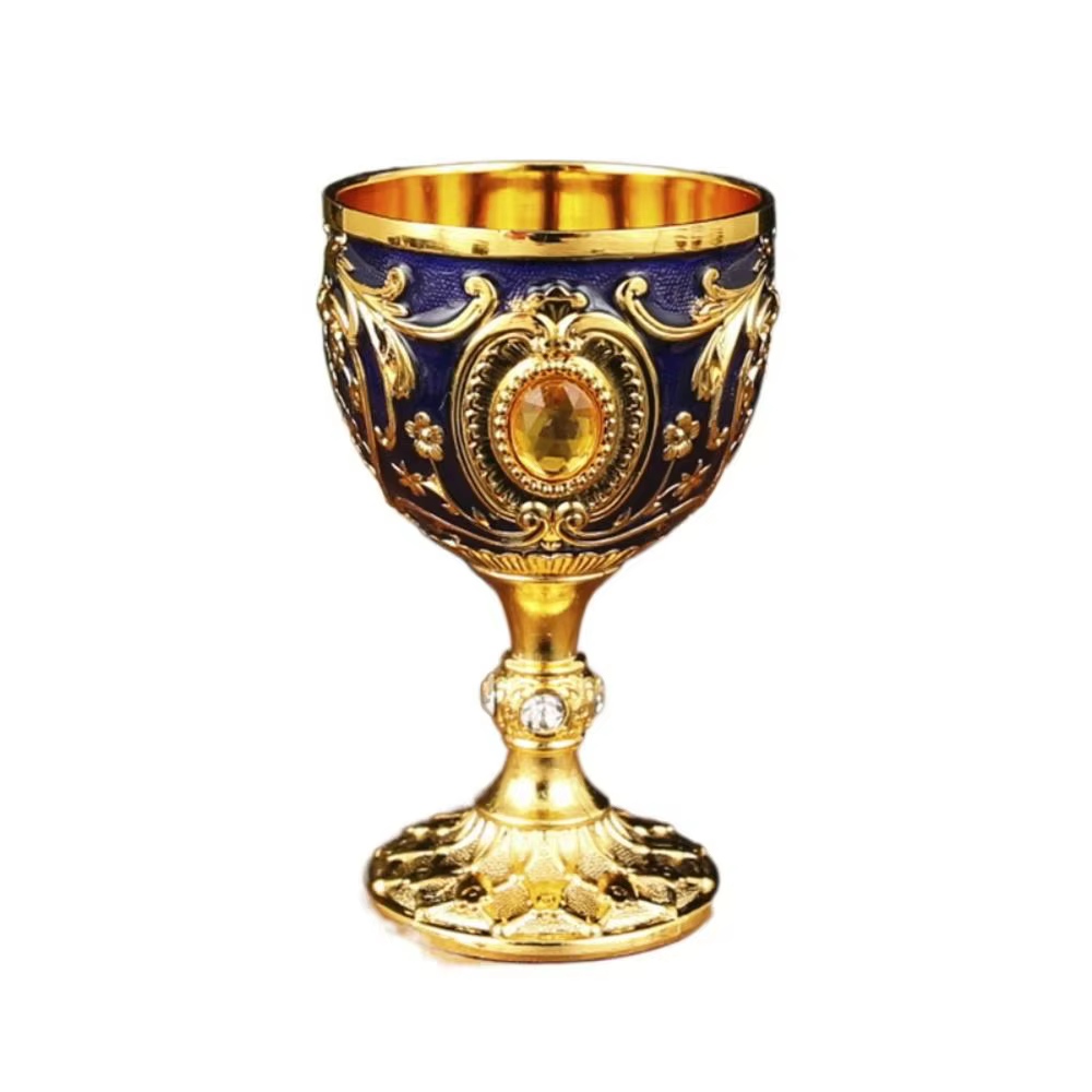 Tasse à boisson en métal Vintage en relief, verres à vin de Style européen incrustés de diamants, An