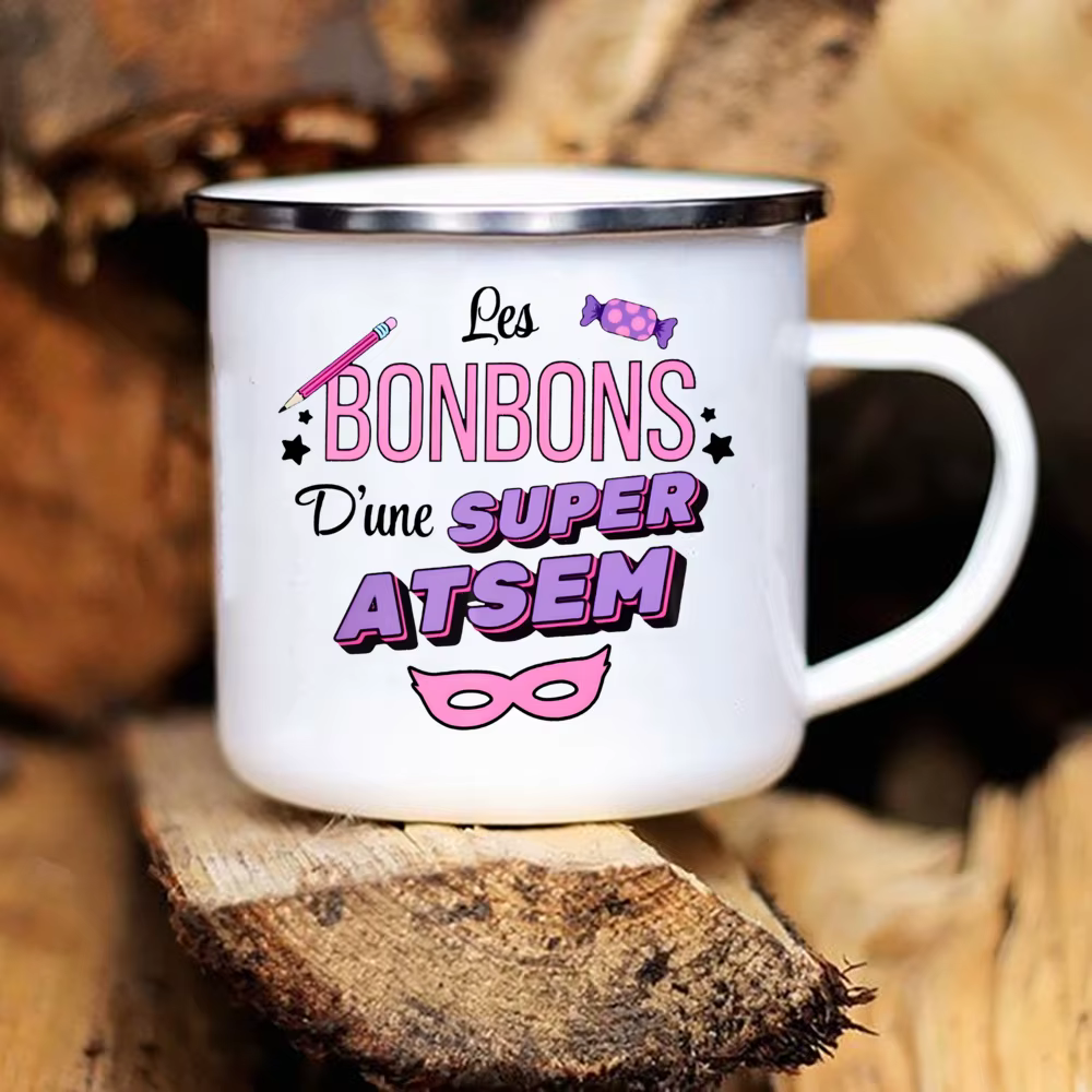 Super Atsem – tasses en émail, idée cadeau pour les amateurs de café Atsem, cadeaux originaux, tasse