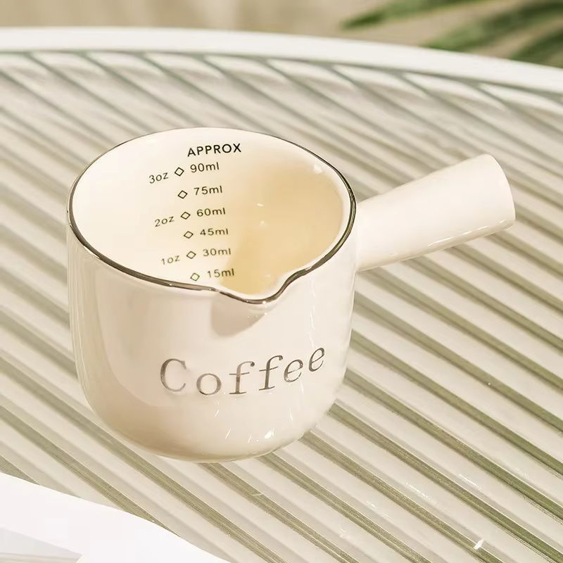 Petite tasse à lait en céramique pour café expresso, 3oz/90ml, avec échelle, tasse à mesurer, tasse