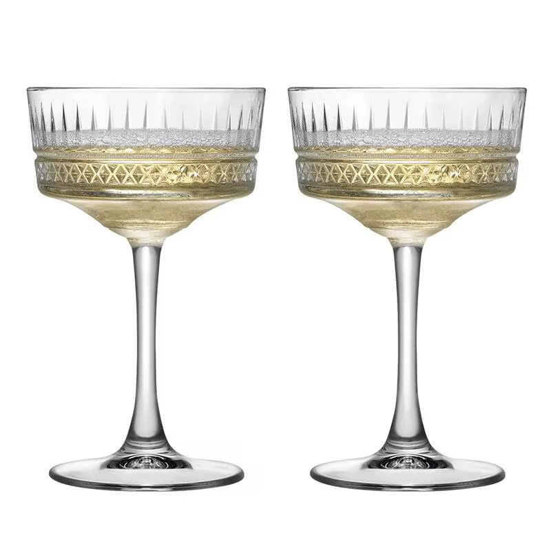 Verres à Martini sculptés, 2 pièces, gobelet à Cocktail, verrerie de fête à l'ancienne, tasse de boi