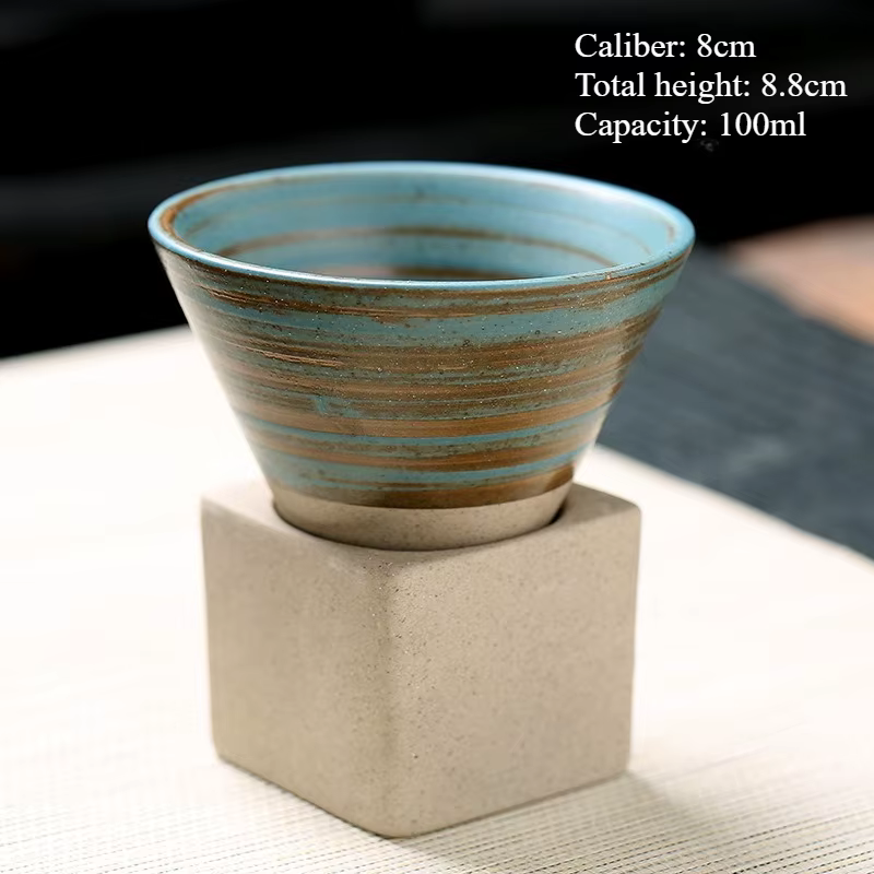 Tasse à café en céramique rétro de Style japonais, tasse à thé en poterie brute, Latte Pull fleur, t