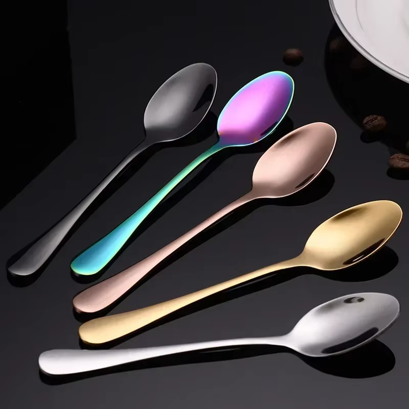 Ensemble de couverts en acier inoxydable, cuillère à café arc-en-ciel, cuillères à fruits, cuillère 