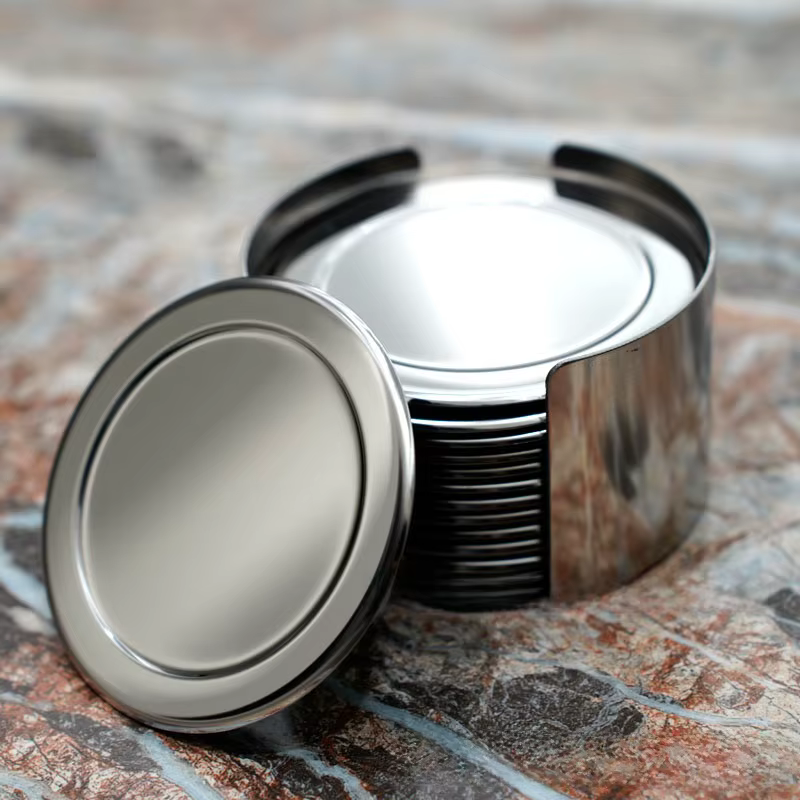 Sous-verre classique en acier inoxydable, cadeau personnalisé pour café, décoration d'intérieur, sou