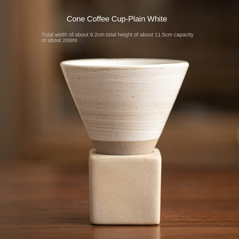 Tasse à café en poterie grossière avec base, forme de cône triangulaire créative, petit expresso per