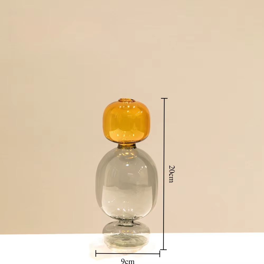 Vase Transparent en verre coloré minimaliste, Double couche, créatif, décoration douce de bureau, Va