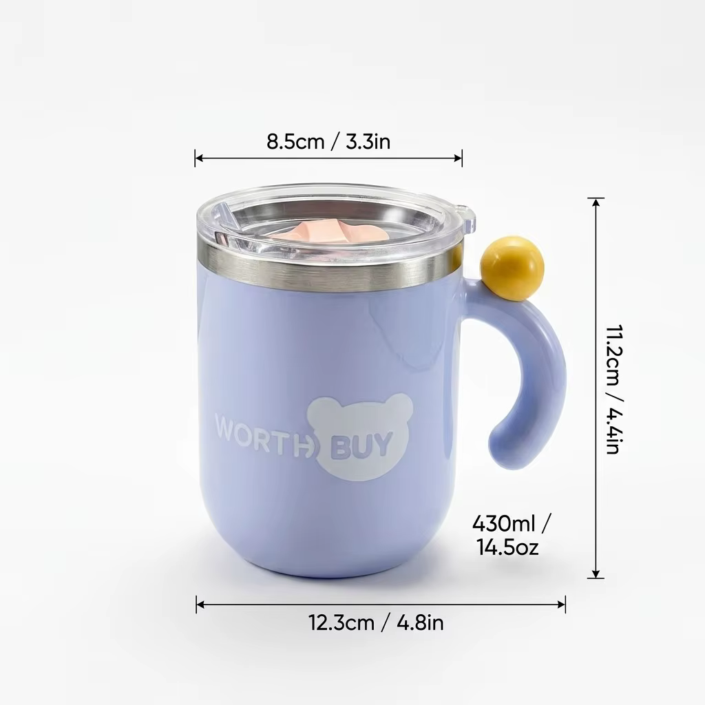 Mug isotherme pour café 14oz, tasse de voyage isolée, gobelet en acier inoxydable 316 avec poignée, 