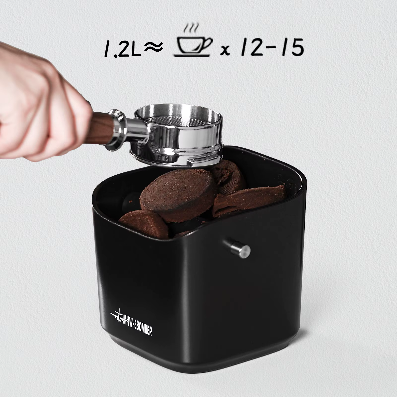MHW-3BOMBER Square Coffee Grounds Knock Box PerfecKnock Bar et base coordonnante Lavable au lave-vai