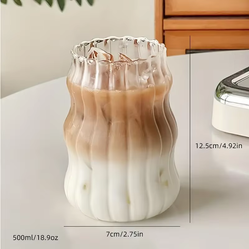 Ins tasse en verre 500ML 16OZ, gobelet résistant à la chaleur, verres transparents pour thé, jus, la