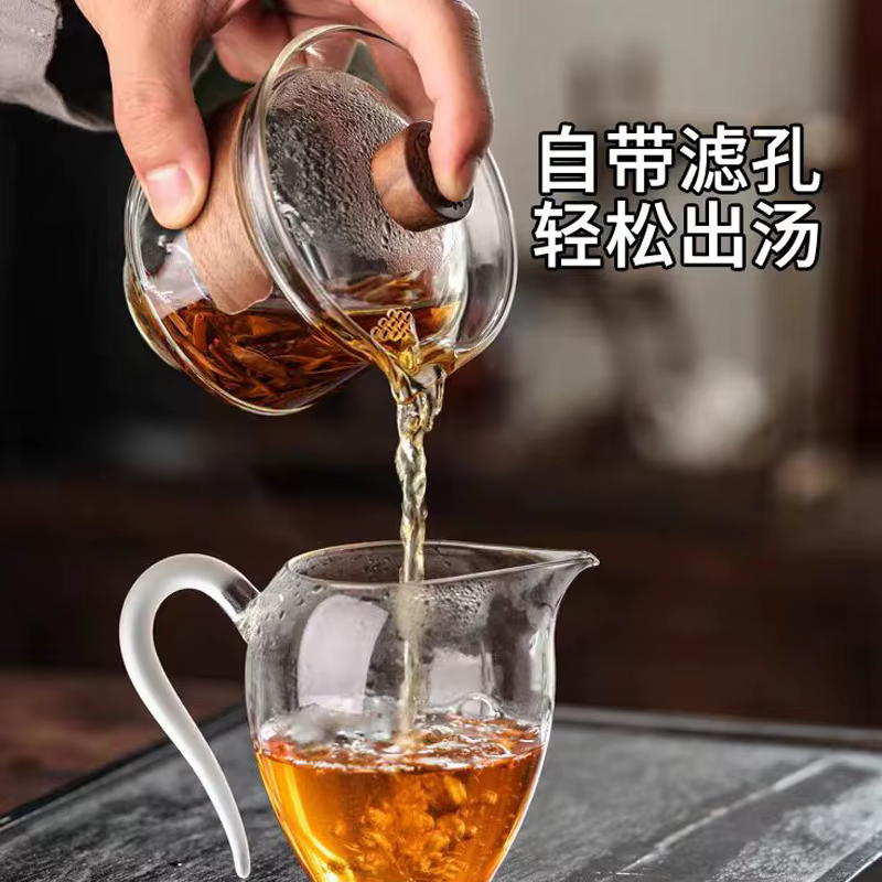 Nouveau couvercle de tasse Gaiwan en verre de silicone à haute teneur en bore, isolation thermique e