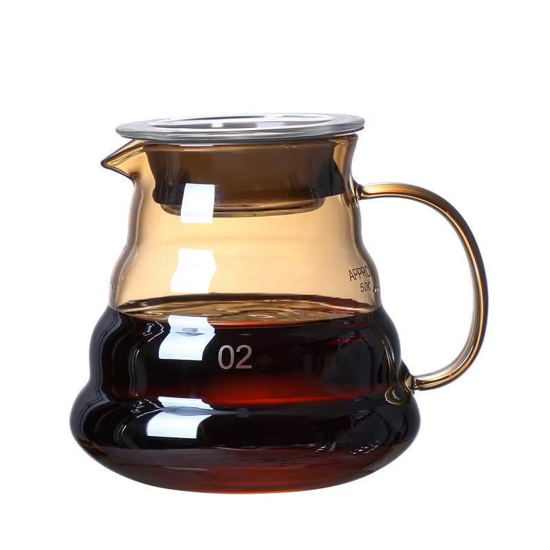 Cafetière brassurera en verre durable, tasse filtrante marron, percolateur en verre, entonnoir, pot
