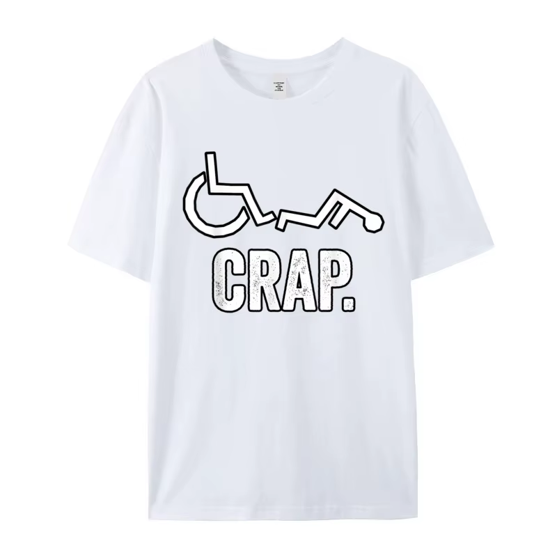 T-shirt d'automne drôle de fauteuil roulant mignon pour hommes, t-shirt de Noël, col rond, coton de 