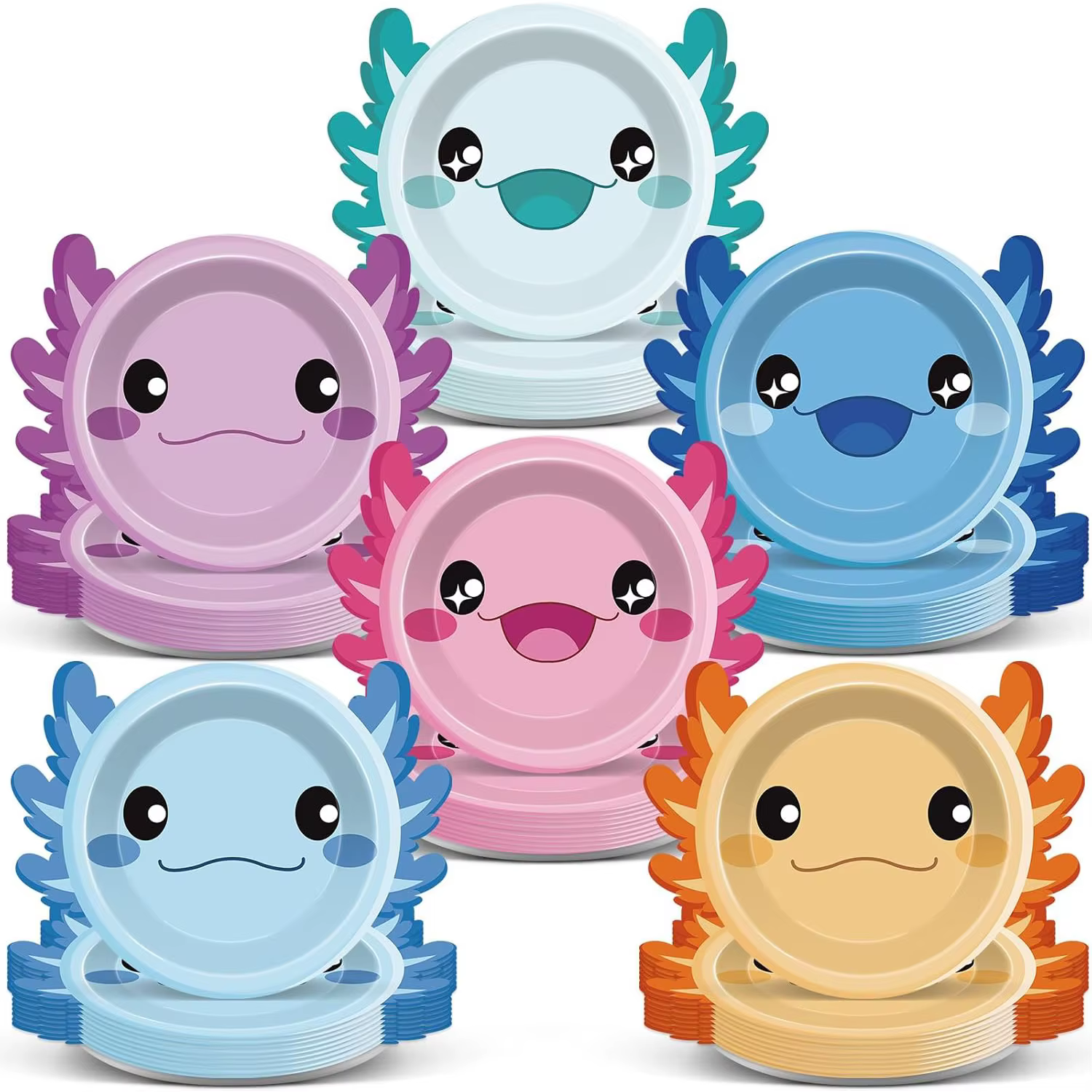 Assiette de fête en forme de Axolotl de 7 pouces, assiettes en papier, vaisselle pour enfants garçon
