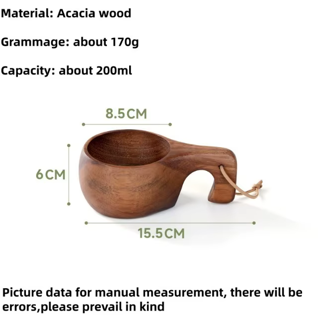 Tasse Kuksa en bois d'acacia 200/400 ml, tasse à café portable pour le camping en plein air, tasse e