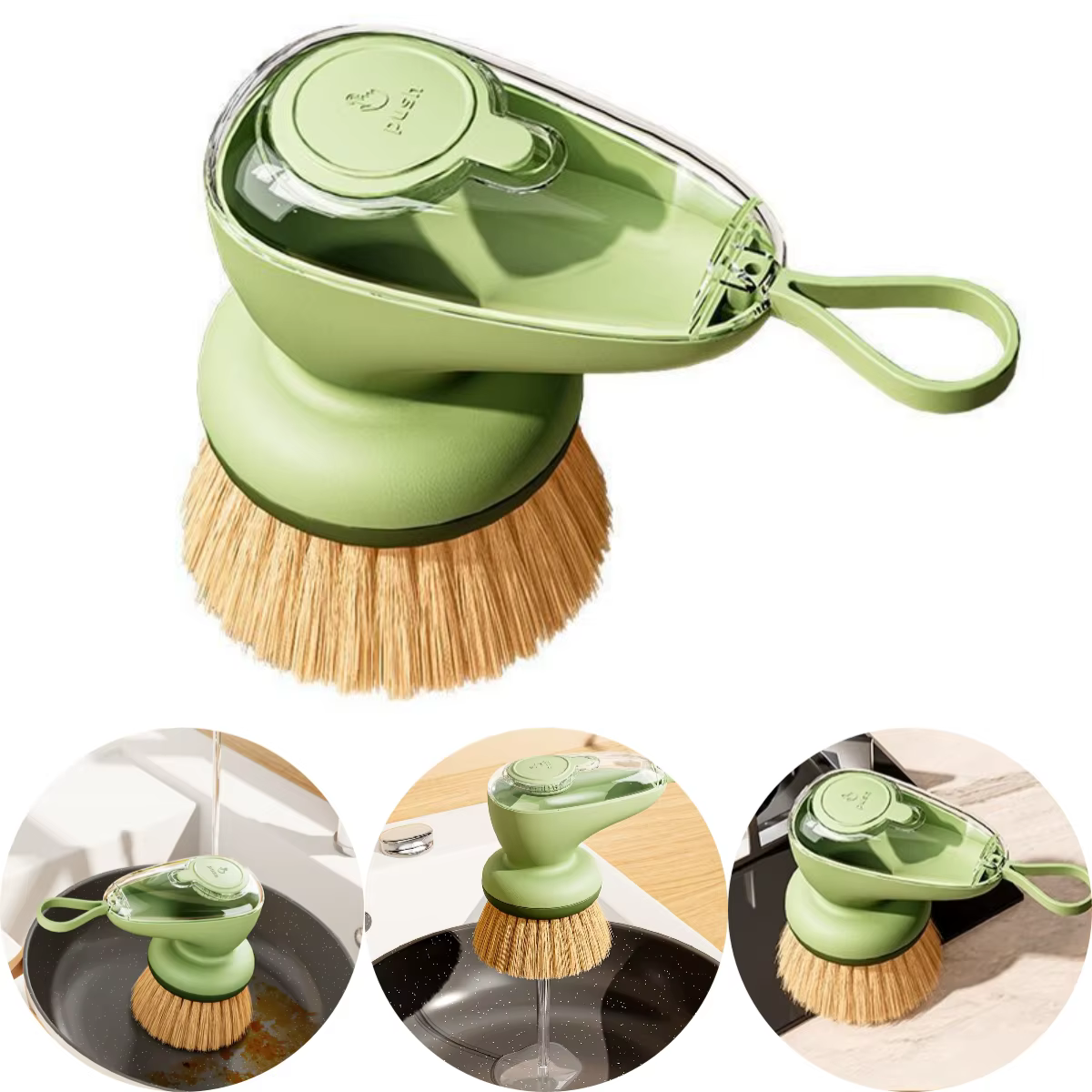 1 Brosse à vaisselle avec distributeur de savon, brosse de nettoyage multi-usages pour la vaisselle,