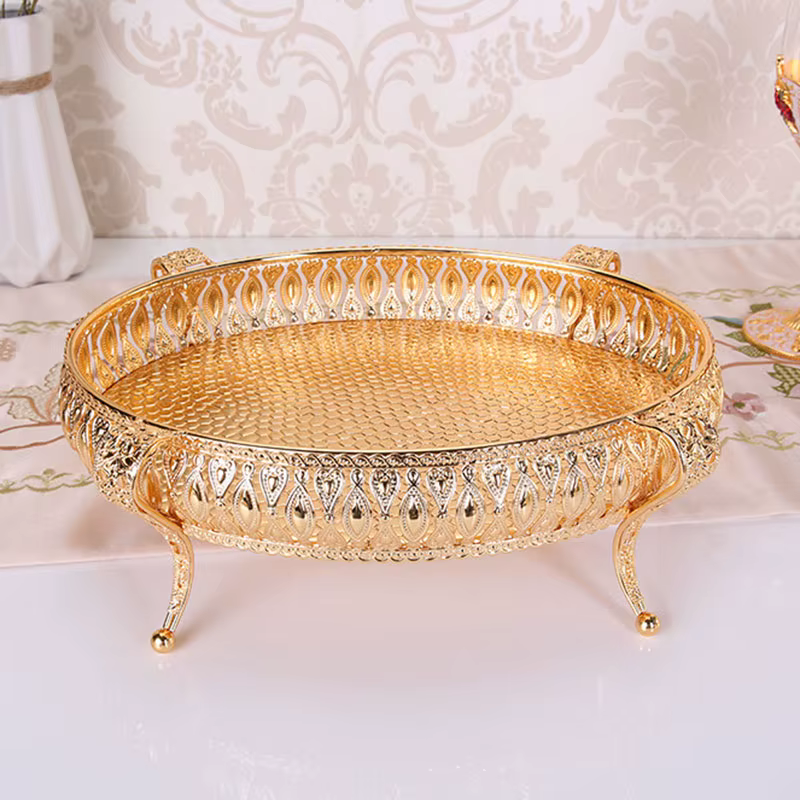 Plateau à fruits Vintage, assiette à collation ronde et carrée créative, support de rangement en mét