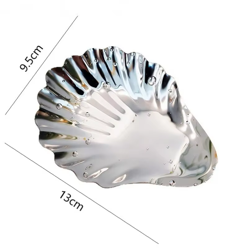 Assiette en acier inoxydable en forme de coquille, assiette en métal pour fromage, Dessert, vaissell