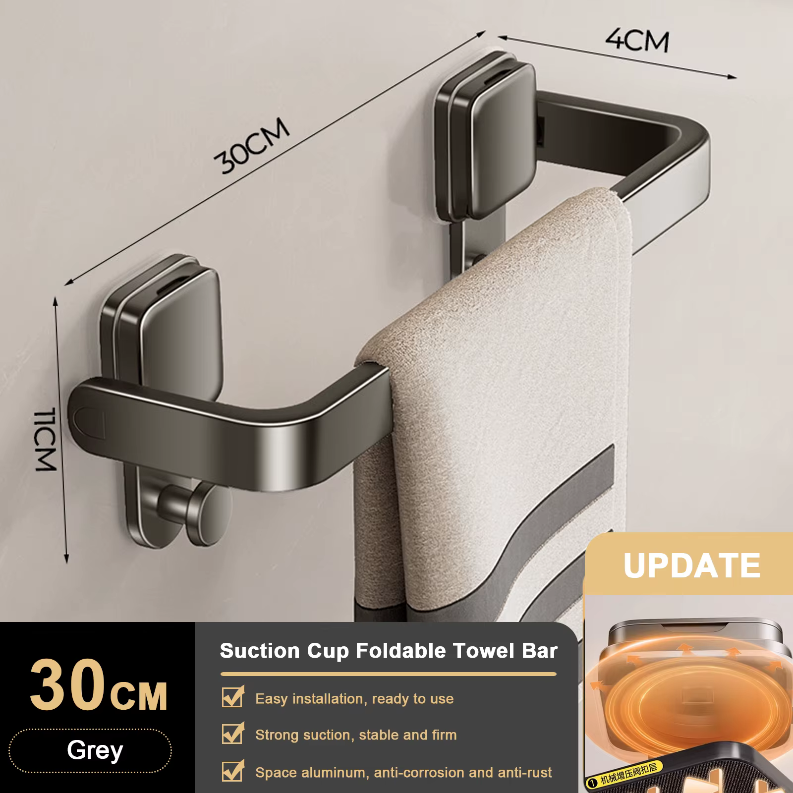 Ventouse pliante salle de bain porte-serviettes porte-serviettes support mural sans perceuse support