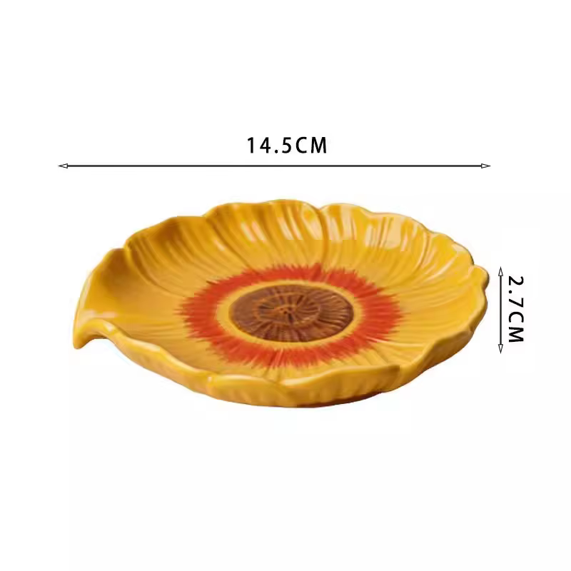 Assiette en céramique Tournesol, Assiette créative pour desserts, Dim Sum, Sushi, Sashimi, Assiettes