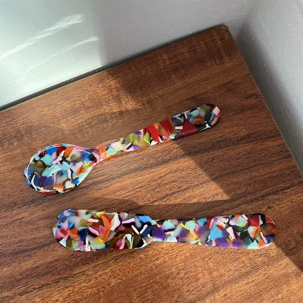 Ensemble de couverts à Dessert, cuillère, couteau, vaisselle, Style français, en plastique, crème gl