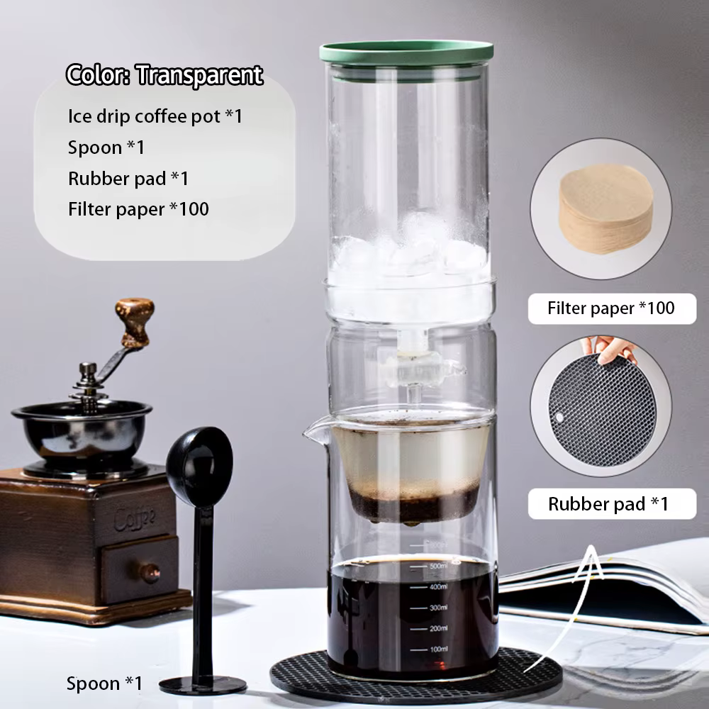 Cafetière à infusion froide de 600ml avec filtre goutte à goutte en verre, ensemble de marmites de p