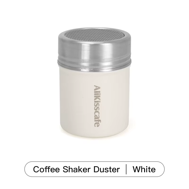 Alikisscafe-Shaker à café en acier inoxydable, plumeau à sucre en poudre avec couvercle, tamis à cac