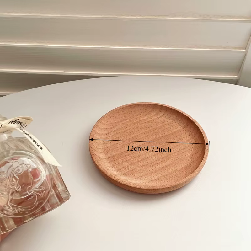 Plateau en bois de blé, vaisselle, assiette ronde pour dessert, style japonais, durable, résistant à