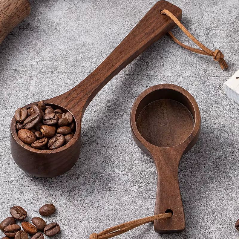 Cuillère à café en bois de noyer noir, cuillère à mesurer à long manche, cuillère à mesurer pour pou