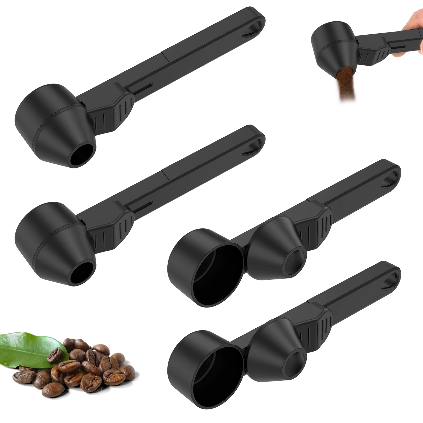 Lot de 4 cuillères à café avec entonnoir pour dosettes de café rechargeables K-Cup, cuillère doseuse