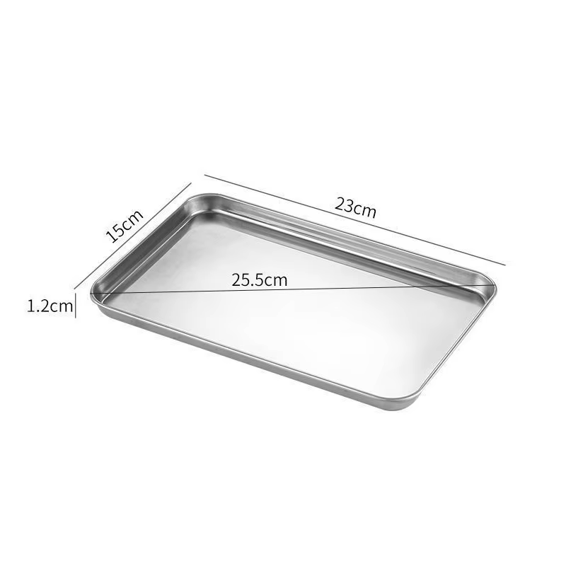 Plateau de service rectangulaire en acier inoxydable pour nouilles de riz, idéal pour la présentatio