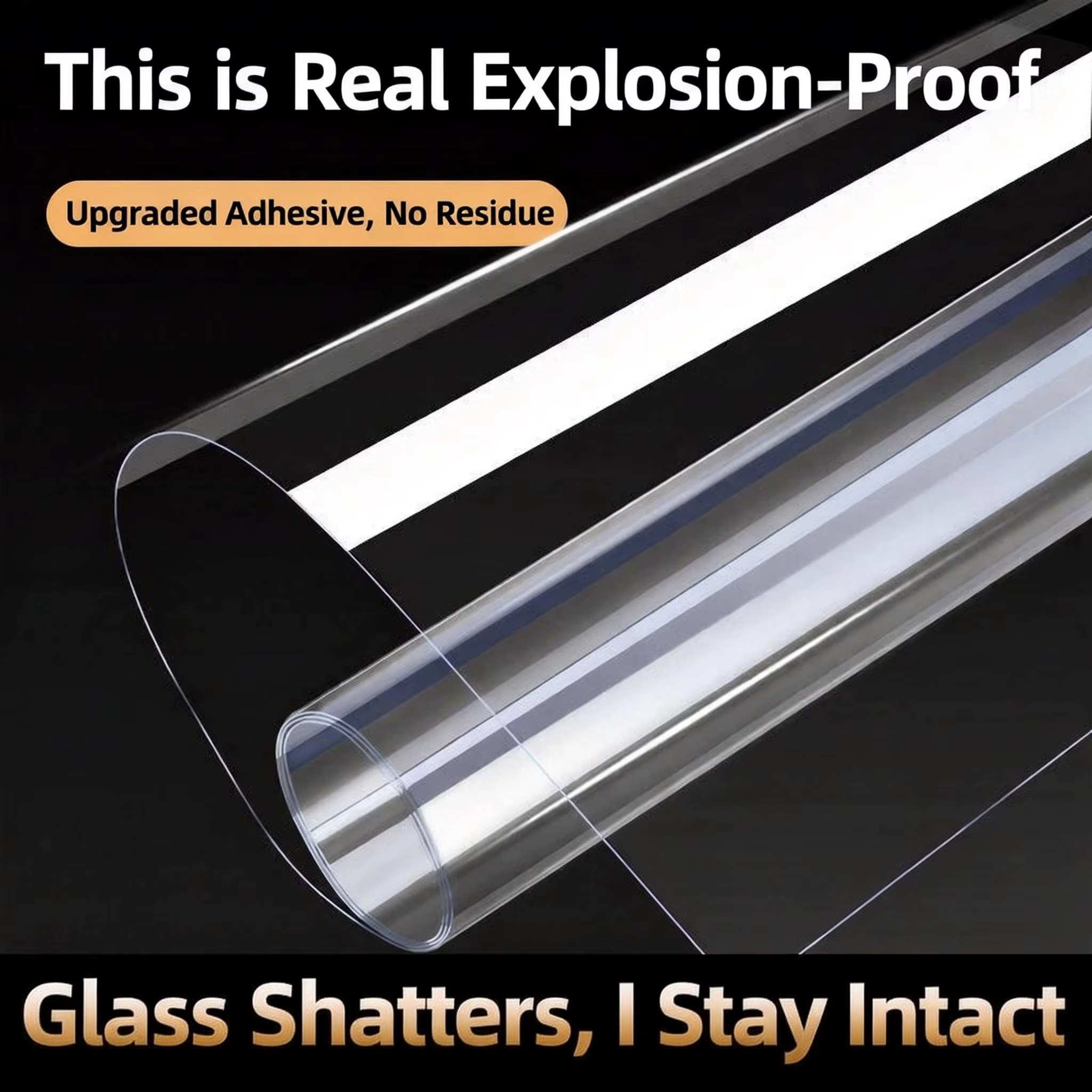 Film de sécurité pour verre, protection transparente anti-éclatement pour porte de douche et fenêtre