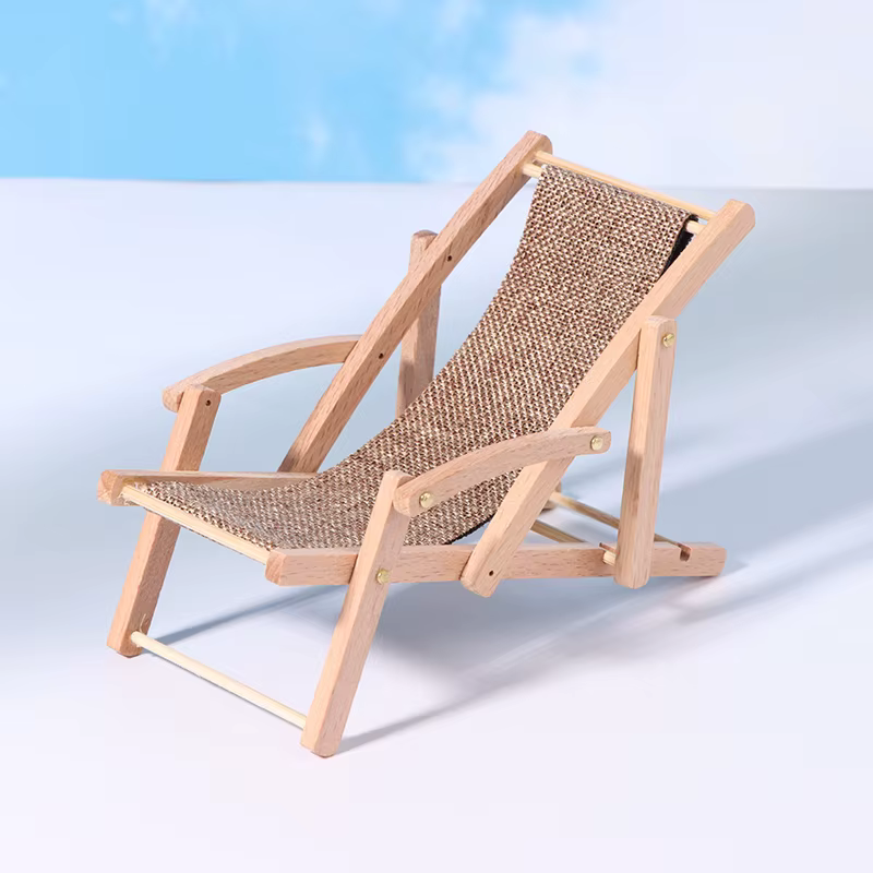Chaise de plage Miniature pour maison de poupée 1:12, modèle de chaise longue, accessoires de meuble