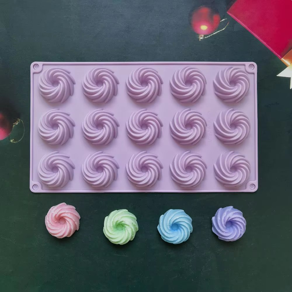 Moule à gâteau en Silicone en forme de spirale à 15 trous, Mousse, Dessert, cuisson de beignets au c