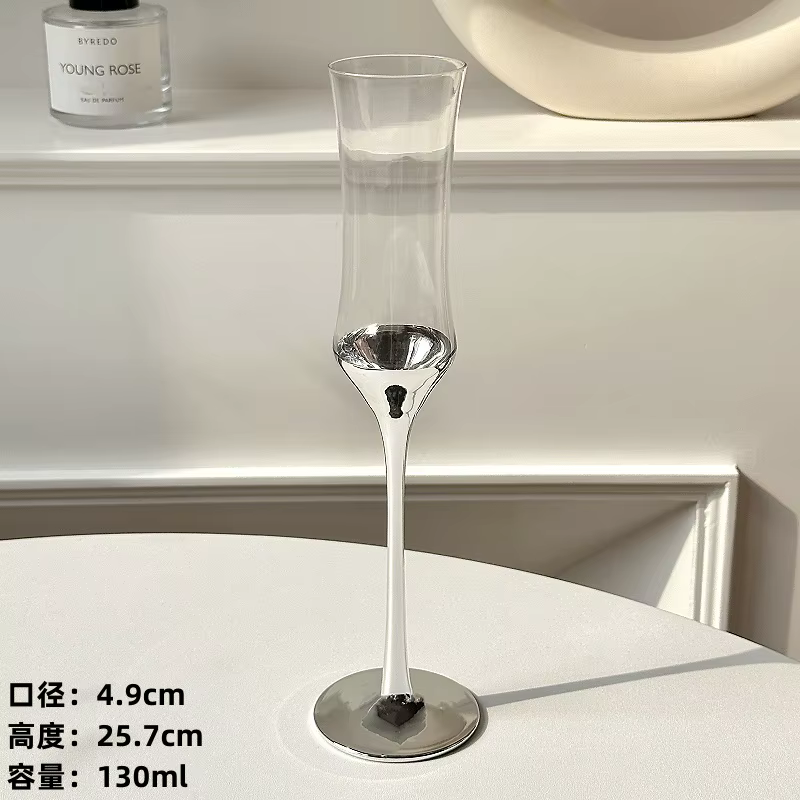 Verre à Champagne à taille française, verre de cristal plaqué sur pelles, verre à bulles, vin rouge 