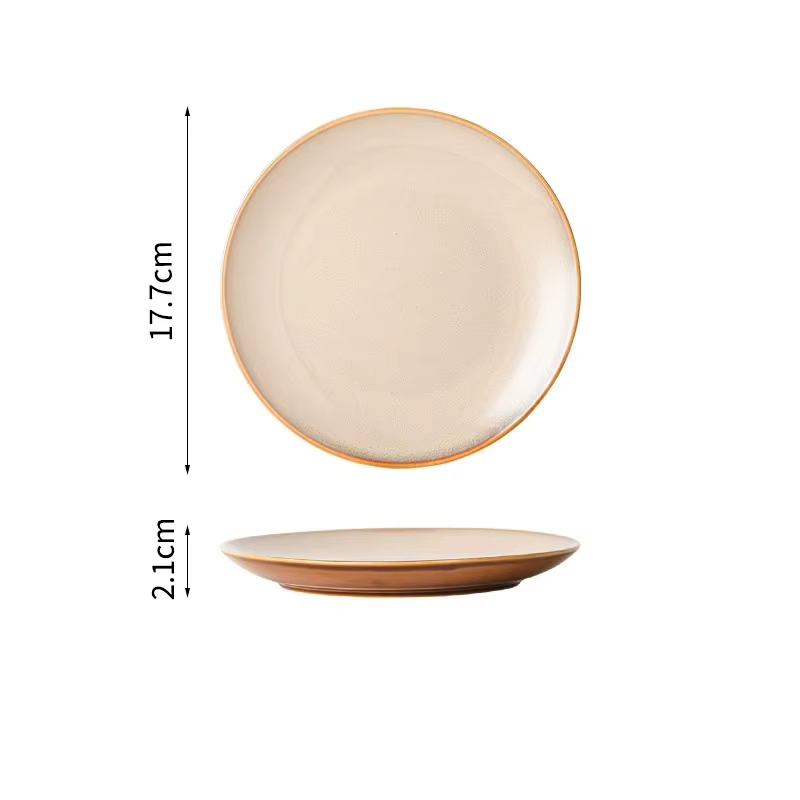 Assiette à dîner en céramique, style rétro, effet de four créatif, assiette peu profonde, pour cuisi