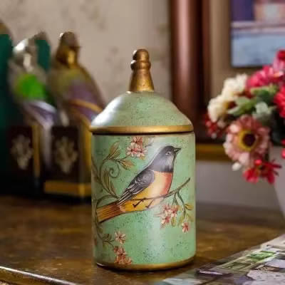 Bocaux de stockage en céramique Vintage, pot à sucre de cuisine, boîte à thé en émail, pot de stocka