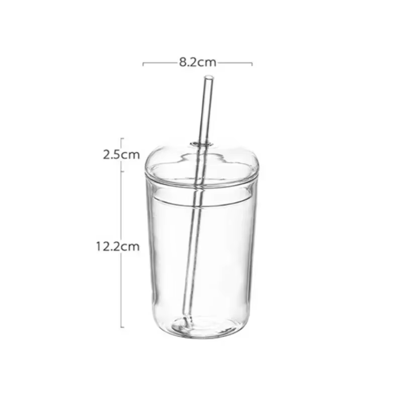 Tasse à café glacée en verre Transparent de 450ML, verre Transparent de Style Ins avec couvercle et 