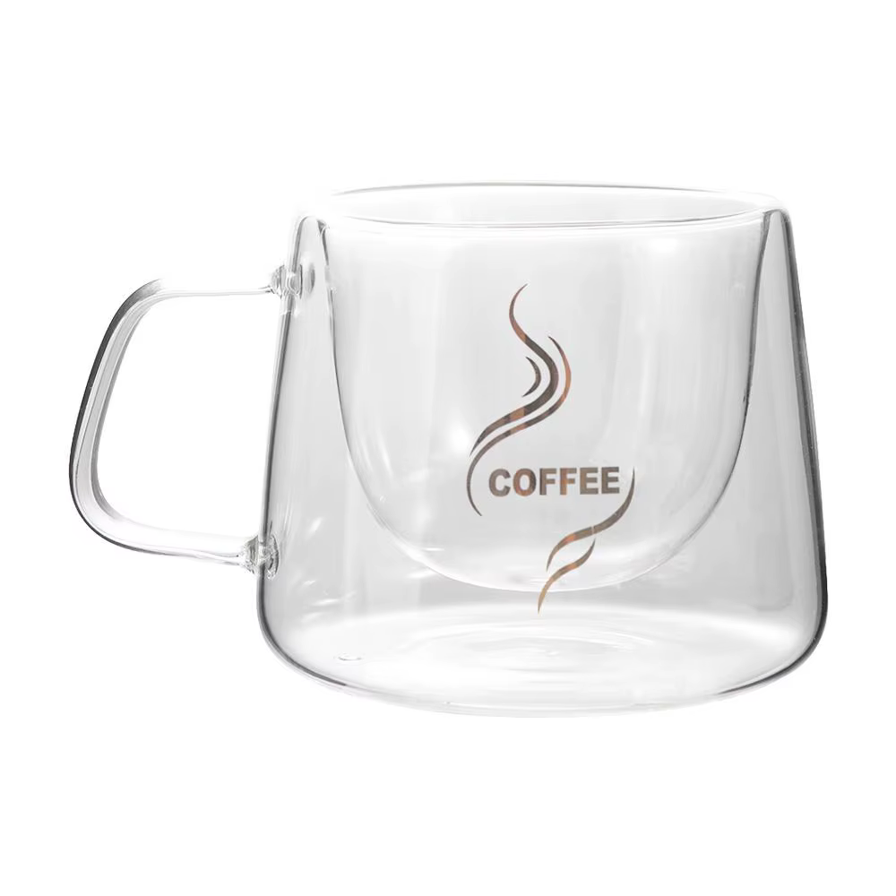 Tasse à café transparente de 200ml, tasse à expresso résistante à la chaleur avec poignée, verre à D