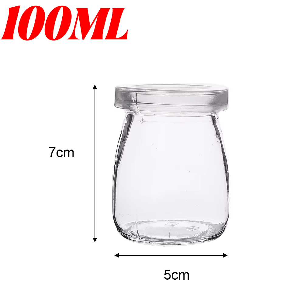 Bouteille en verre de Pudding avec couvercles PE, pots transparents pour yaourt, confiture, miel, ac