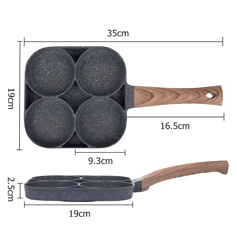 LMETJMA poêle à œufs à crêpes 4 tasses poêle à œufs pochés pour petit déjeuner revêtement divisé ave