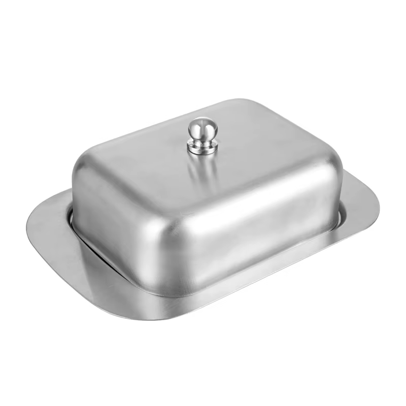 Plat à beurre en acier inoxydable avec couvercle, boîte de rangement pour beurre et fromage, plat à