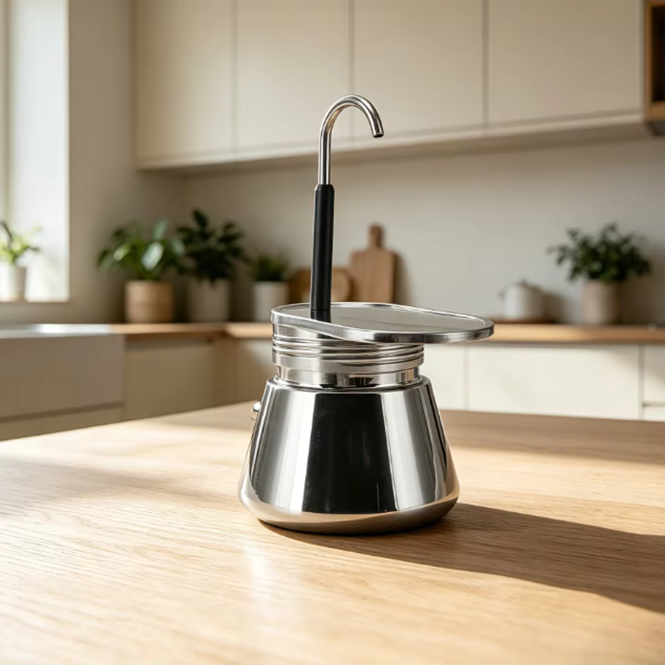 Cafetière Moka à tube unique 200 ml en acier inoxydable, mini cafetière domestique, cafetière Moka p