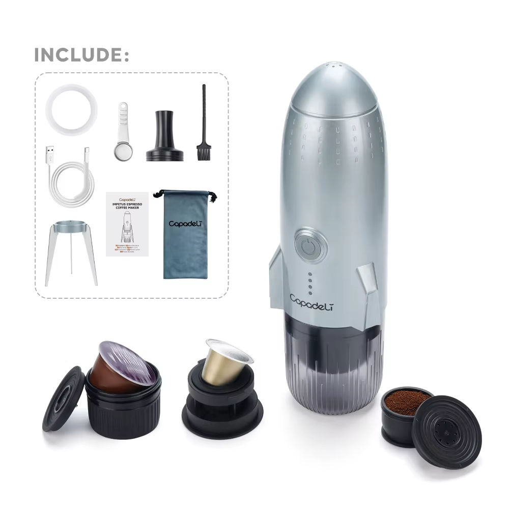 Machine à expresso électrique portable, cafetière de voyage pour camping, 3 en 1, auto-chauffante po