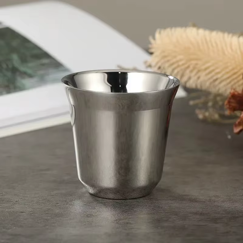 1 pièces 80ml 160ml 250ml Mini tasses à café de haute qualité en acier inoxydable Double paroi tasse