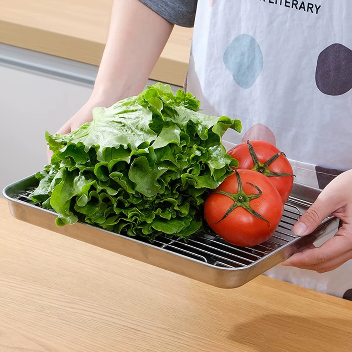 Plateau de cuisson en acier inoxydable avec support métallique, cuisson de gâteaux, barbecue, plaque