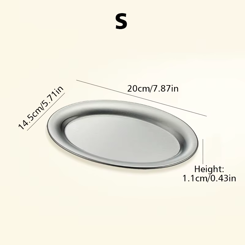Assiettes ovales multi-tailles en acier inoxydable, assiettes alimentaires domestiques, assiettes pe